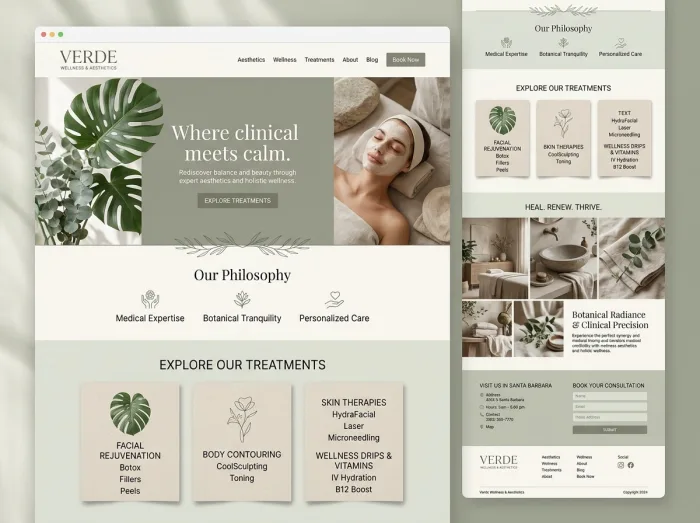 Botanical Sage — Med Spas & Beauty website design concept