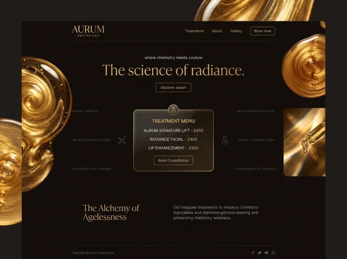 Liquid Gold — Med Spas & Beauty website design concept