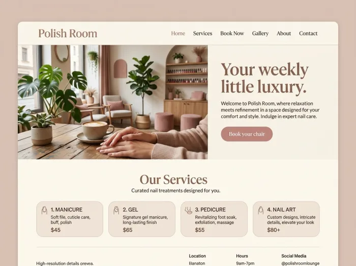 Nail Salons website design concept — Polish Room