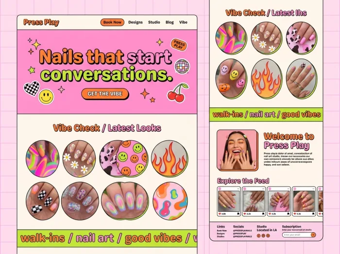 Nail Salons website design concept — Press Play