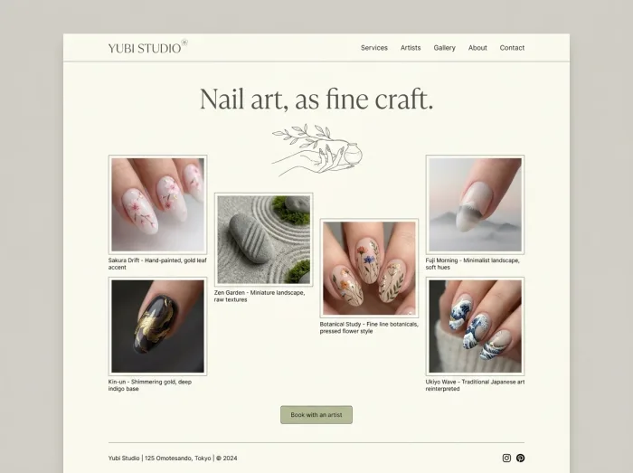 Yubi Studio — Nail Salons website design concept