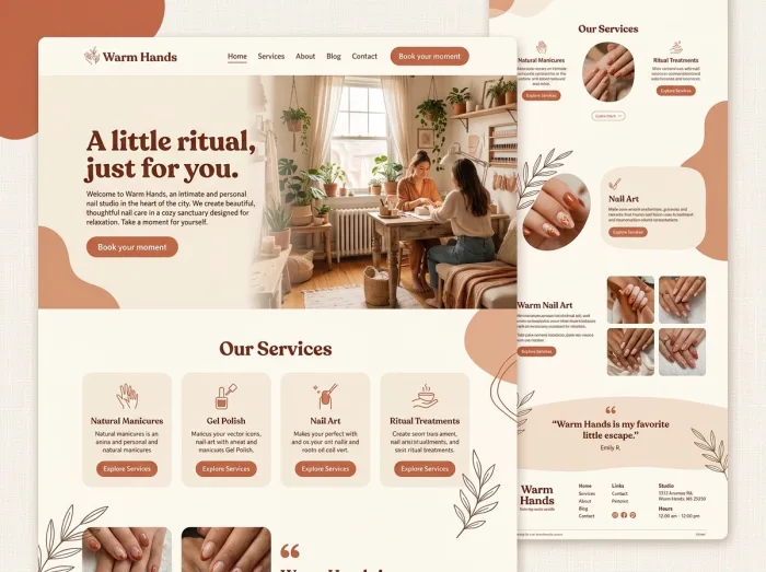 Warm Hands — Nail Salons website design concept