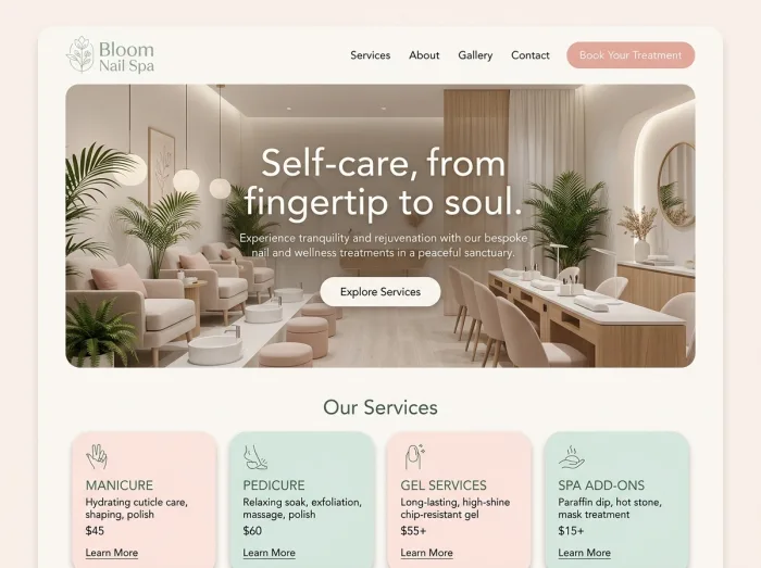 Bloom Nail Spa — Nail Salons website design concept