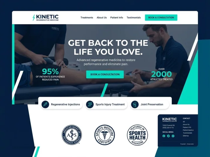 Pain & Medical Clinics website design concept — Kinetic Regenerative
