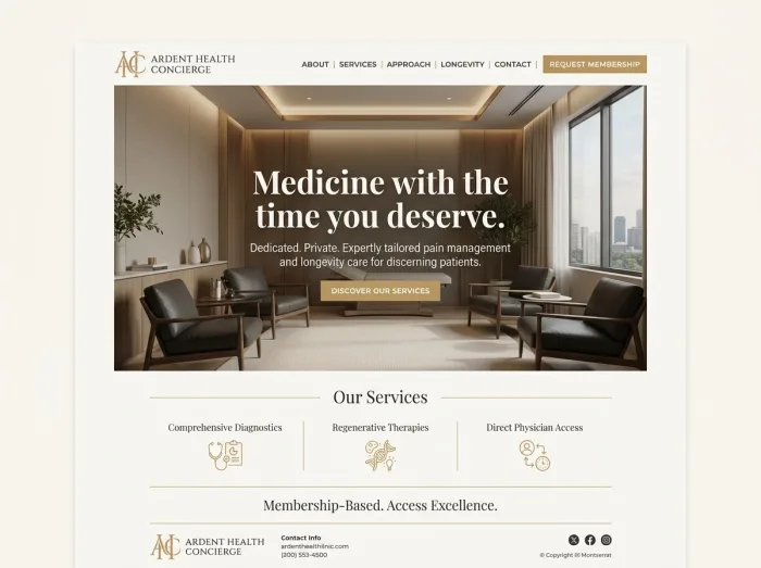 Ardent Concierge — Pain & Medical Clinics website design concept