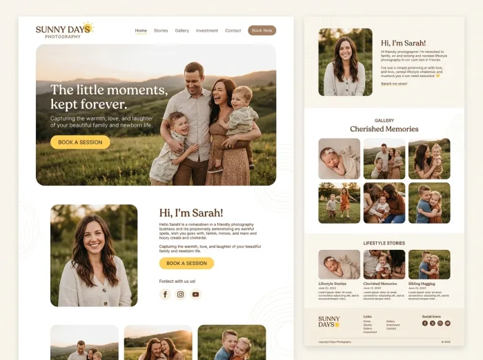 Sunny Days — Photographers website design concept