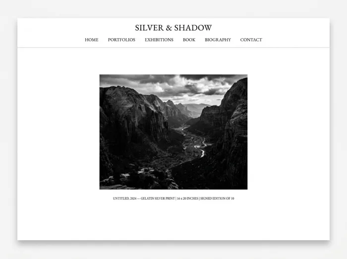 Silver & Shadow — Photographers website design concept