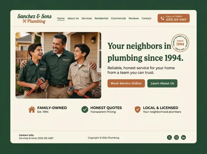Plumbers website design concept — Sanchez & Sons Plumbing