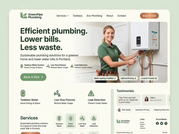 GreenPipe Plumbing — Plumbers website design concept