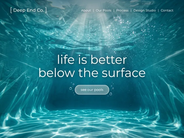Underwater — Pool Builders website design concept