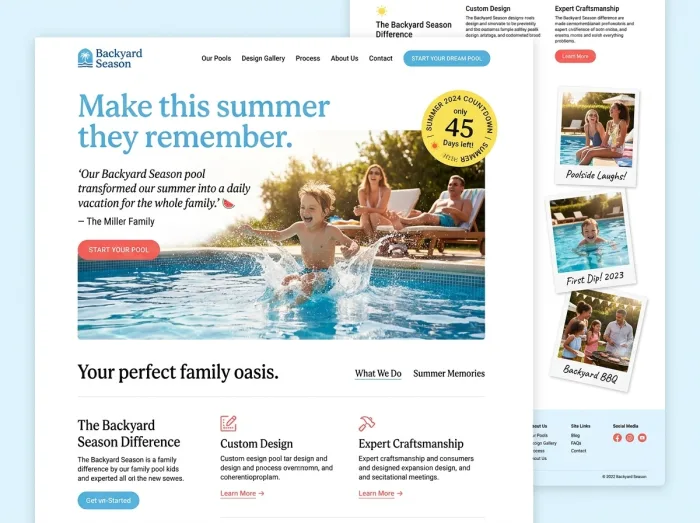 Summer Editorial — Pool Builders website design concept