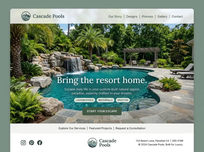 Cascade Pools — Pool Builders website design concept