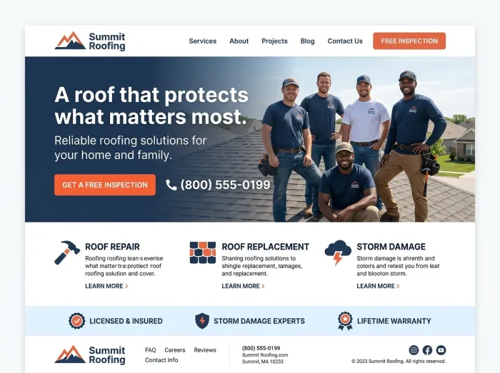 Roofing website design concept — Summit Roofing