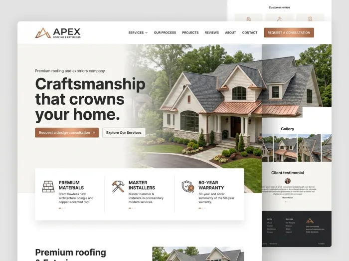 Apex Roofing & Exteriors — Roofing website design concept