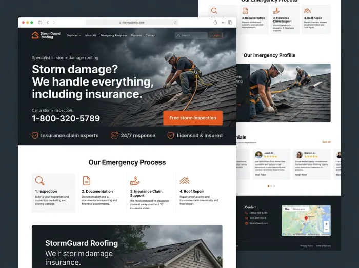StormGuard Roofing — Roofing website design concept