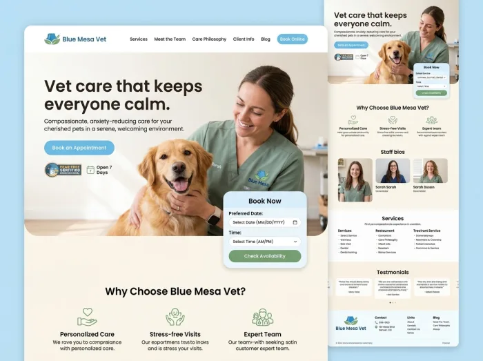 Vets & Grooming website design concept — Calm Modern