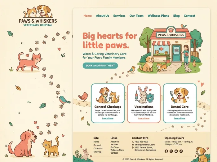 Vets & Grooming website design concept — Storybook