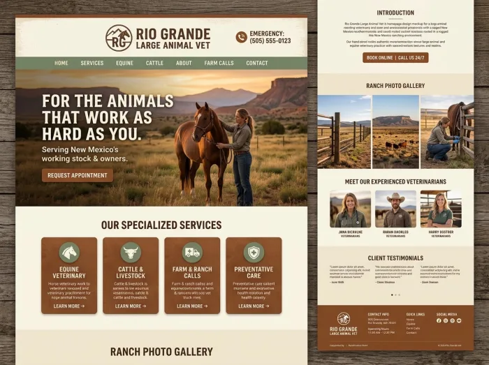 Ranch & Equine — Vets & Grooming website design concept