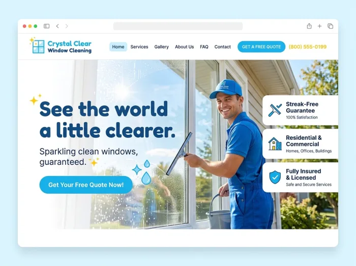 Window Cleaners website design concept — Crystal Clear