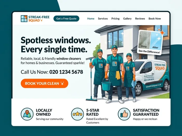 Window Cleaners website design concept — Streak-Free Squad