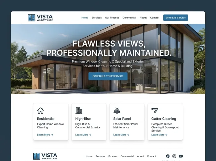 Vista Window Care — Window Cleaners website design concept